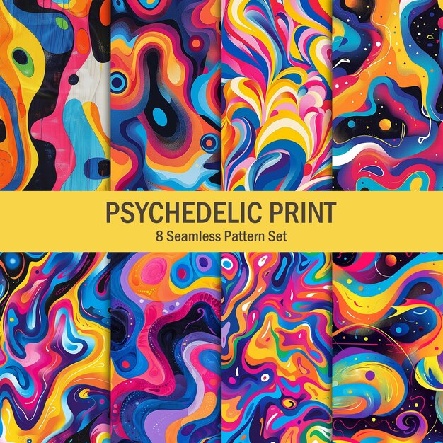 PSD psychedelic pattern in neon colors