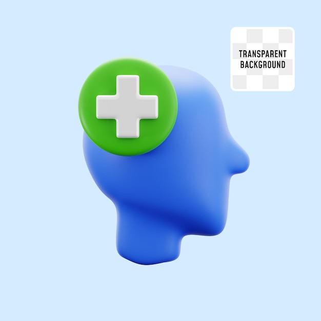 Psychologia, zdrowie psychiczne, terapia umysłu, ilustracja ikony 3D, rendering