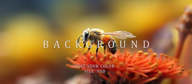 PSD pszczoła siedząca na kolorowym korku