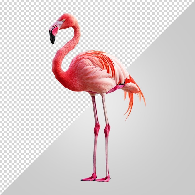 PSD ptak flamingo odizolowany na białym