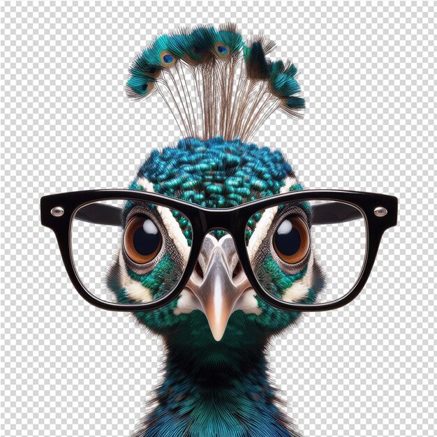 PSD ptak z okularami i dziobem, który mówi 