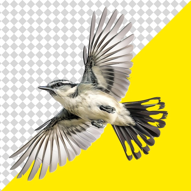 PSD ptak z żółtym tłem, który ma białe tło z żółtim tłem
