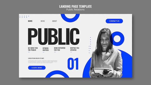 Public relations landing page template