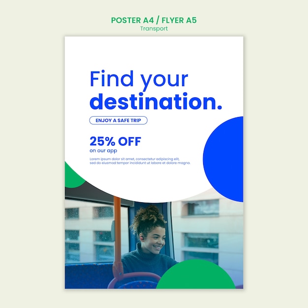 PSD public transportation vertical poster template