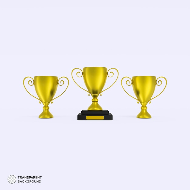 Puchar trofeum Ikona na białym tle render 3d ilustracja