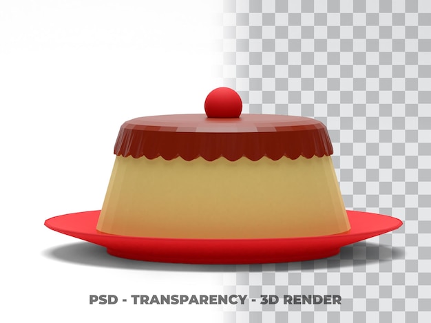 Pudding 3d render con sfondo trasparente