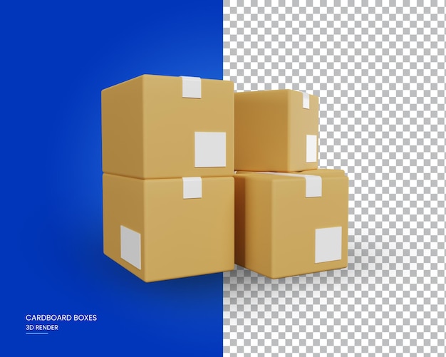 Pudełka kartonowe do dostawy na przezroczystym tle ilustracja renderowania 3d