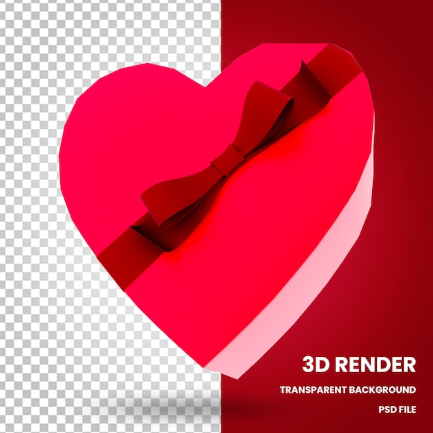 PSD pudełka w kształcie serca 3d renderuj elementy walentynkowe