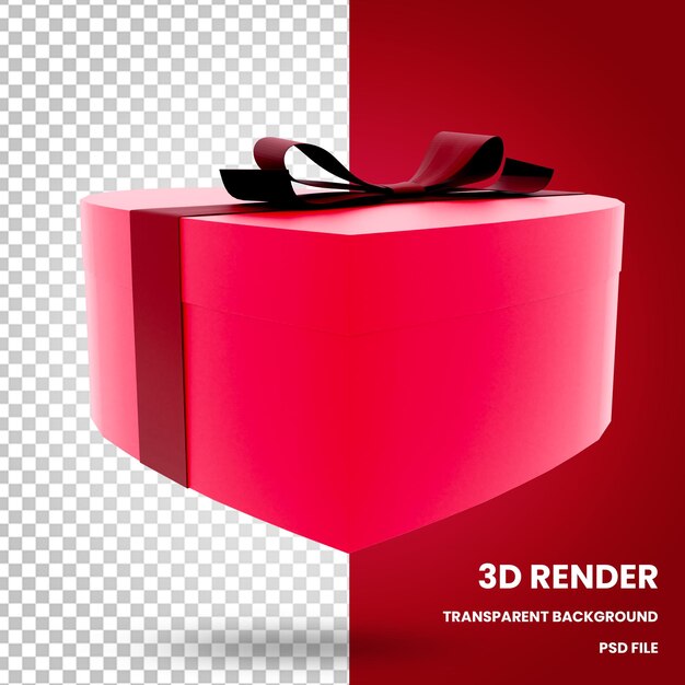 PSD pudełka w kształcie serca 3d renderuj elementy walentynkowe