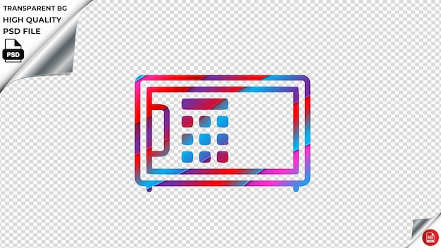PSD pudełko bezpieczne do laptopa ikona wektorowa czerwona niebieska fioletowa wstążka psd przezroczysta