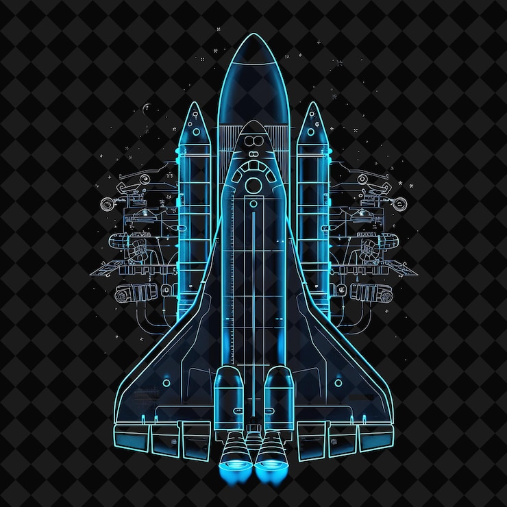 PSD pulsating neon effect on a spacecraft with a rectangular sil png y2k neon space designs