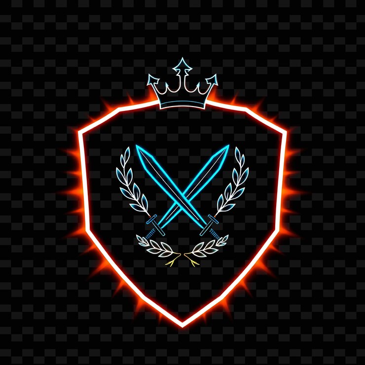 PSD pulsating neon inside a hexagonal shield shaped silhouette with radiant edge inside is decorated w