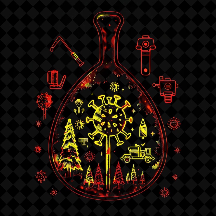 PSD pulsating neon pandemic forest inside a silhouette spade lan png neon artistic landscape