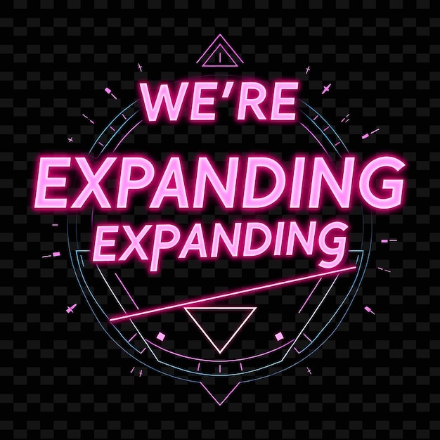 Pulsating Were Expanding Text in a Gradient of Neon Charged Pink and Magenta Geometric Pattern