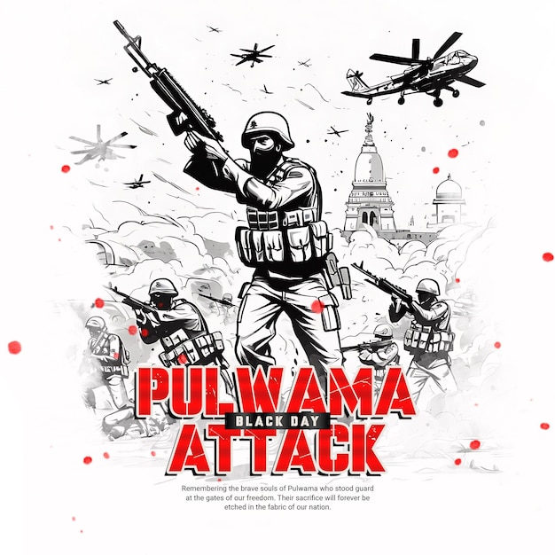 PSD pulwama aanval een zwarte dag in india social media post template banner