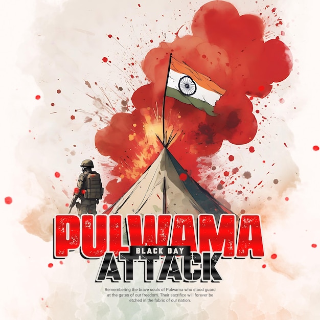 プルワマ攻撃はインドで黒い日です ソーシャルメディアの投稿テンプレートバナー