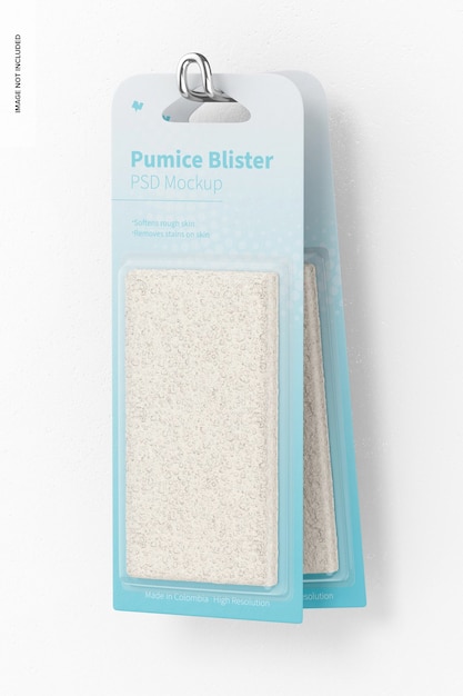 Pumice blister mockup, hanging