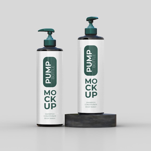 PSD pump bottle conditioner shampoo or body wash dispenser mockup