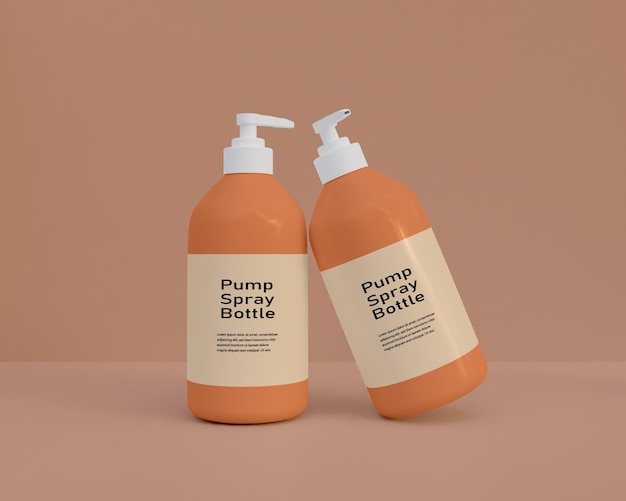 Pump handwash spray bottle mockup