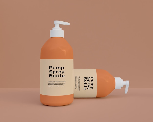 Pump handwash spray bottle mockup