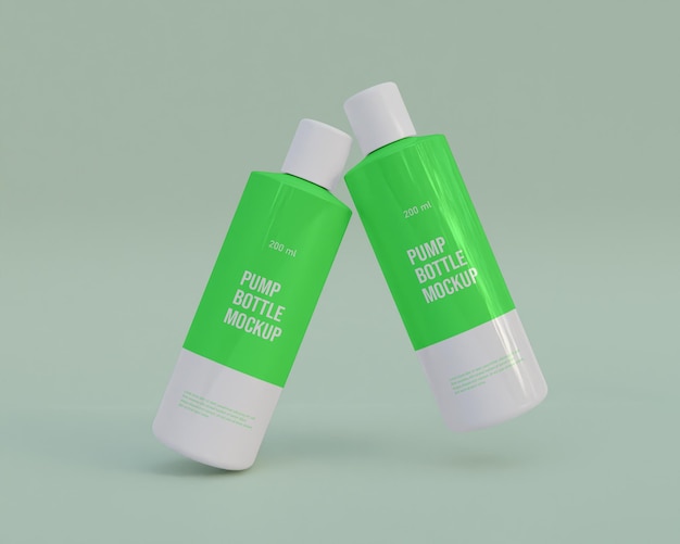 Mockup di bottiglia di shampoo con pompa