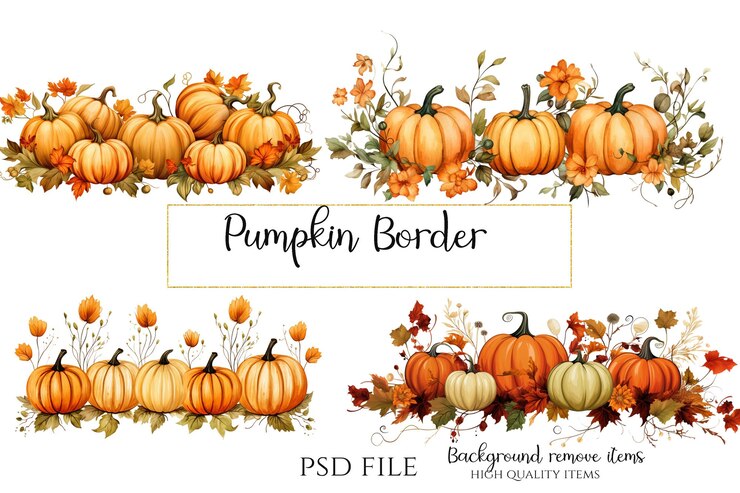 PSD pumpkin borders autumn borders клипарт пнг