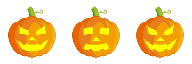 カボチャの漫画の PSD は、ハロウィーンの装飾用のステッカーを設定します