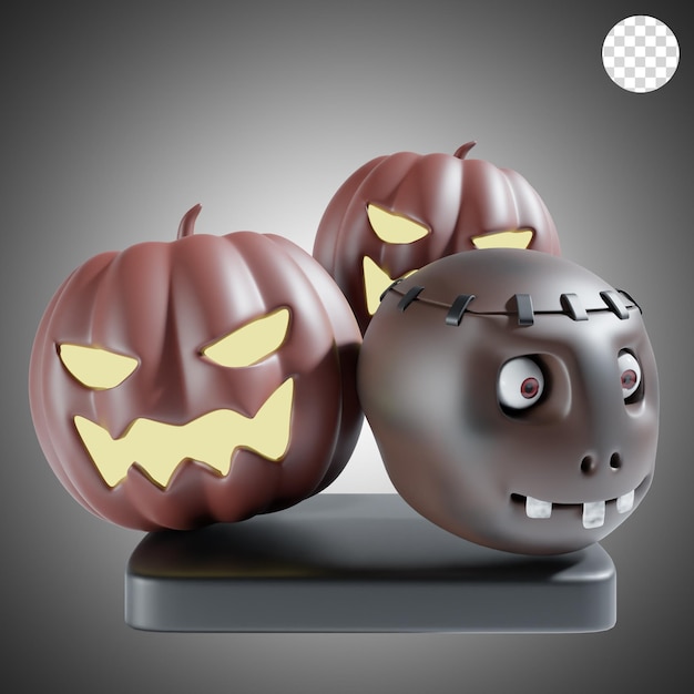 Pumpkin halloween 3d illustration in black theme