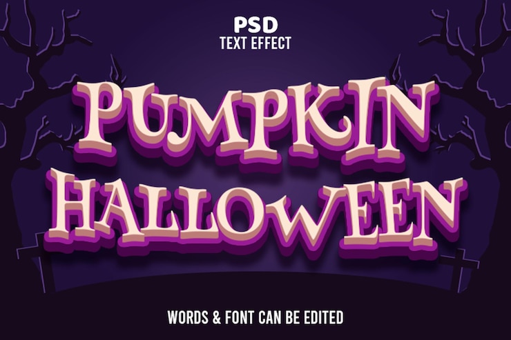 PSD pumpkin halloween_editable text effect 3d emboss_style cartoon