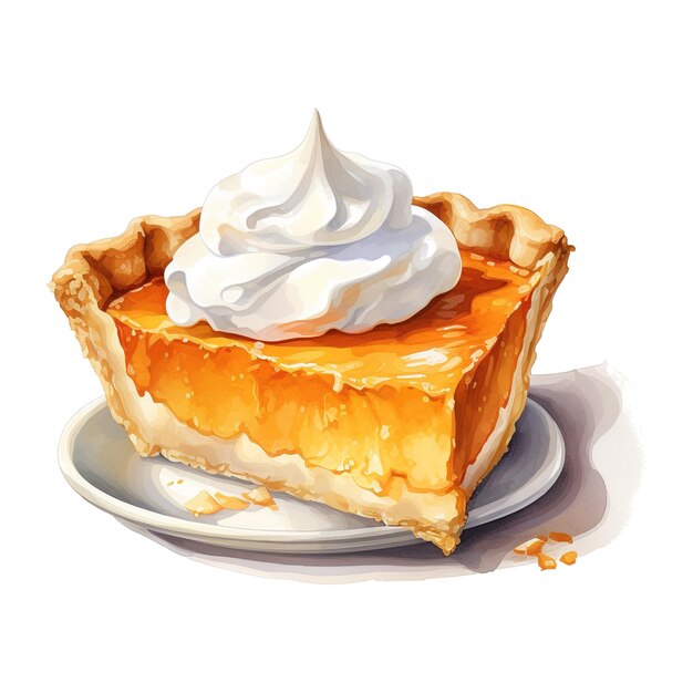 PSD pumpkin pie foods illustration watercolor style ai generated