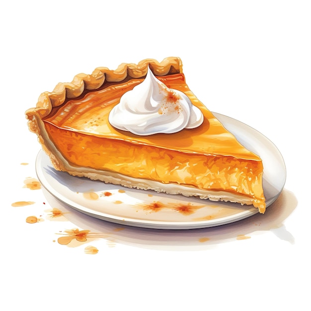 PSD pumpkin pie foods ilustracja akwarelowy styl ai generowany