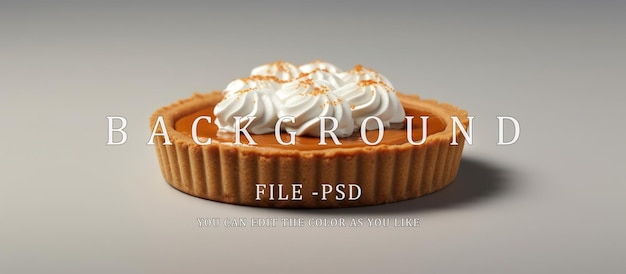 Pumpkin pie slice with meringue tartlets on table background