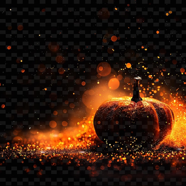 PSD a pumpkin with orange sparks on it and a black background with a black background