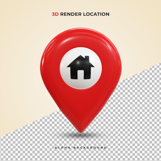 Punainen, realistinen 3d-renderöity karttaneula, GPS-osoittimen merkki ja sijaintikuvake