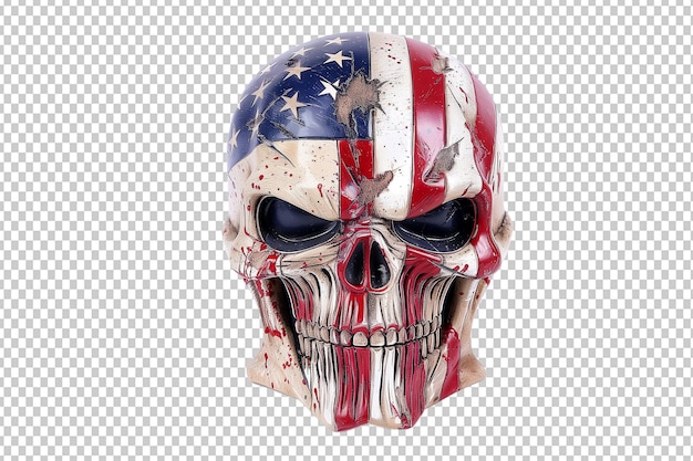 PSD punisher skull in american flag colors