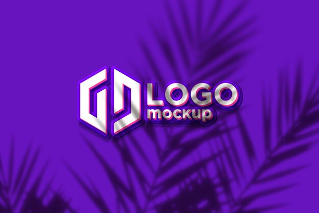 Puple en Pink Logo Mockup 3D Sign mockup sjabloon