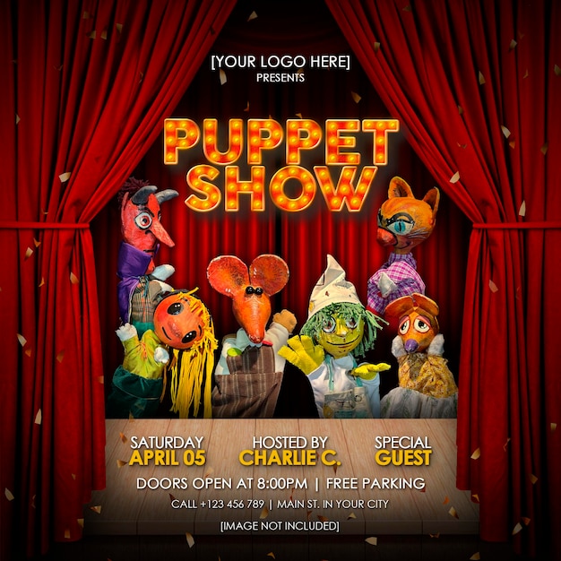 puppet show for kids flyer template