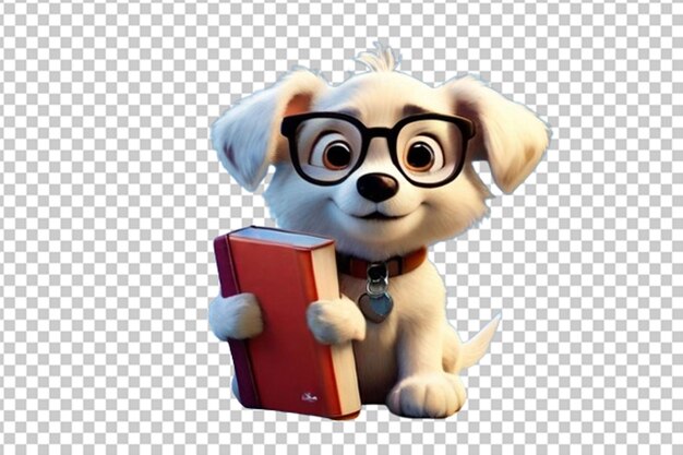 PSD puppy 3d cartoon reading book