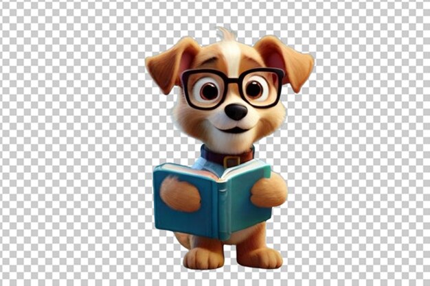 PSD puppy 3d cartoon reading book