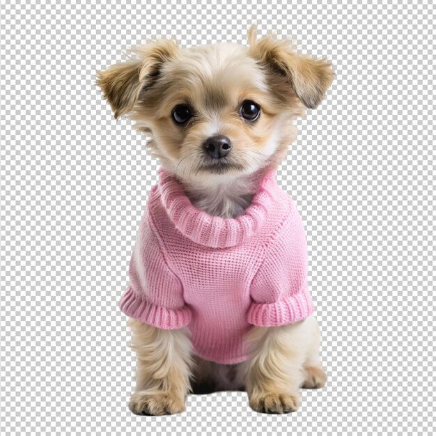 PSD puppy dog wearing sweather on transparent background