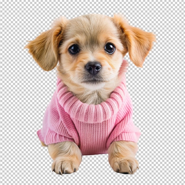 PSD puppy dog wearing sweather on transparent background