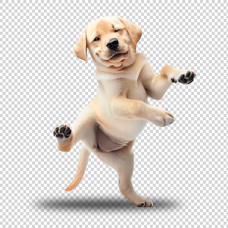 PSD puppy labrador moving on a transparent background psd template