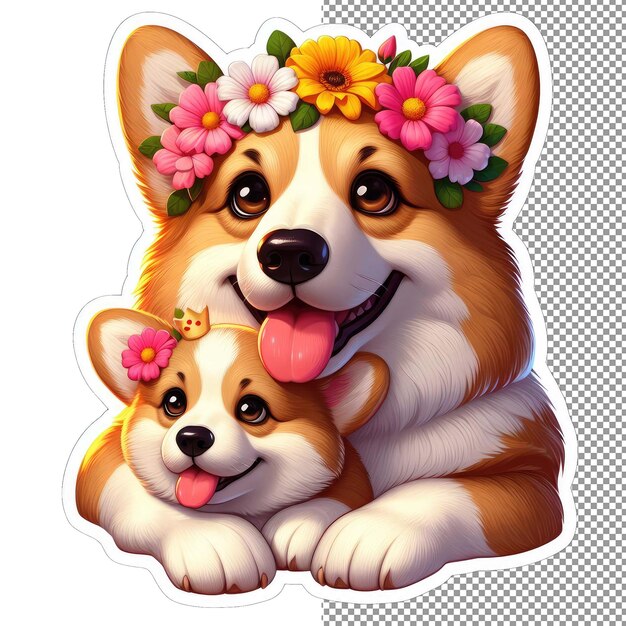 PSD puppy love in bloom dog mom's gentle care sticker