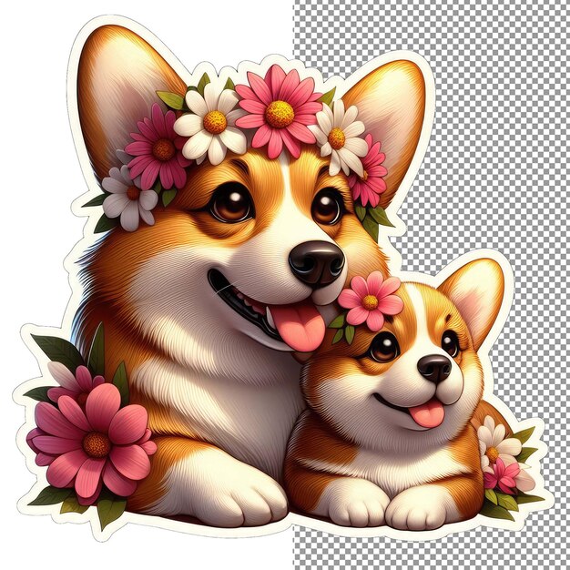 PSD puppy love in bloom dog mom's gentle care sticker