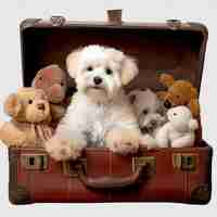 PSD puppy in a suitcase