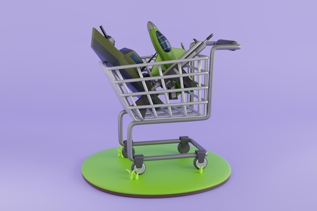 Purchase a range of military gear for battle shopping trolley contains fighter plane battle tank