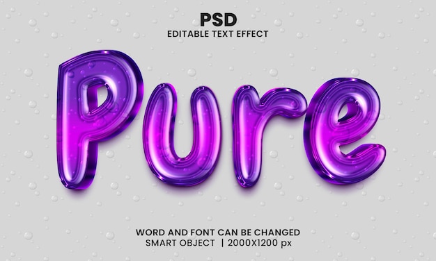 Pure 3d editable photoshop text effect style with background