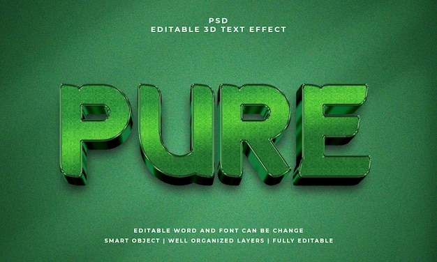 PSD pure 3d editable psd text effect style con sfondo