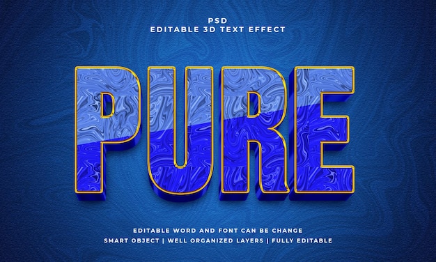 Pure 3d editable psd text effect with background