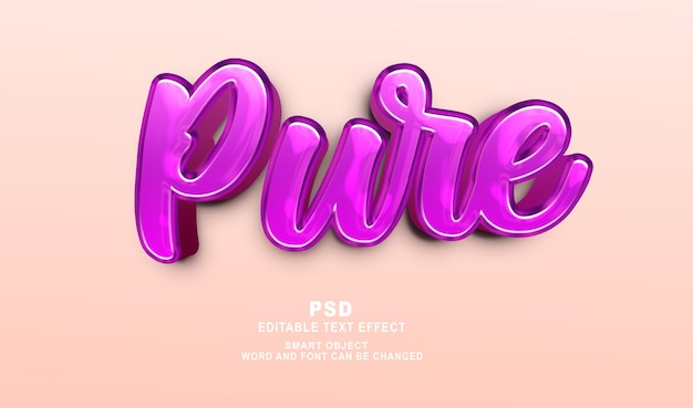 Pure 3d editable text effect photoshop style with background